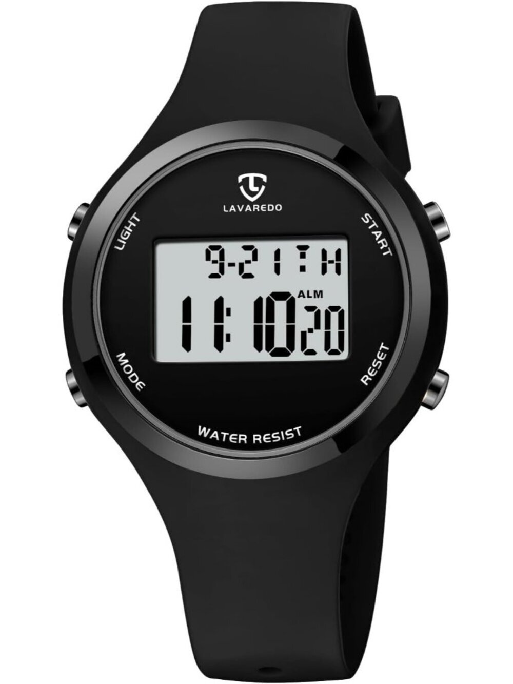 Women's All Black Quartz Chronograph Waterproof Outdoor Sport Digital Watch